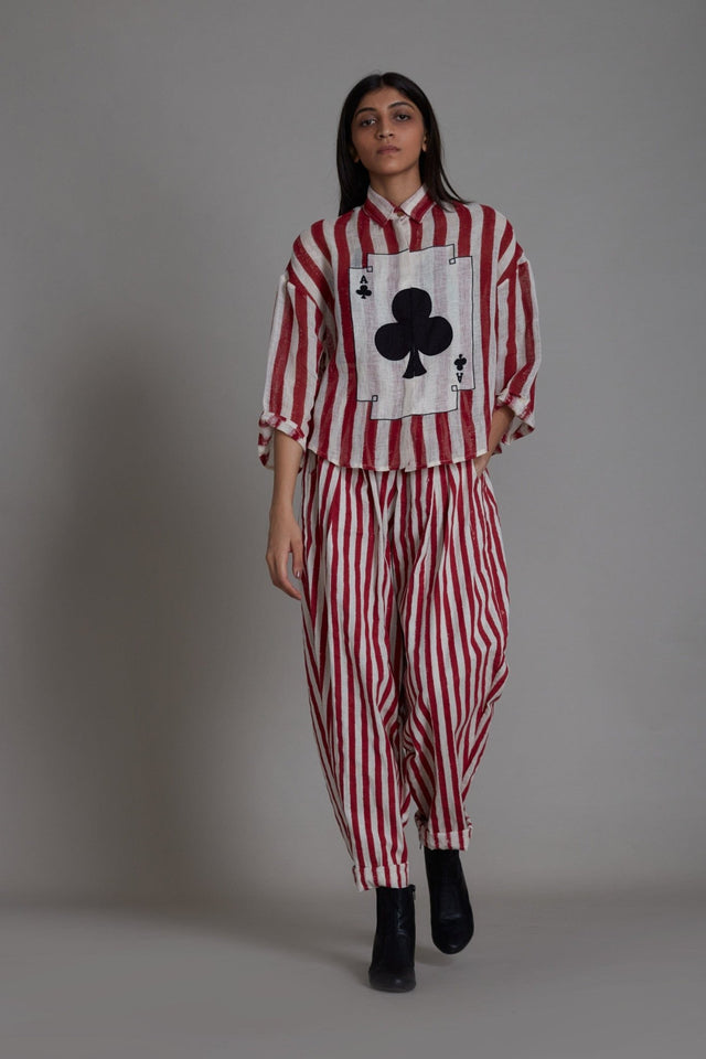 Mati Ikka Co-Ord Set-Red Stripe (2 PCS) - Co-ord Set - Mizyana