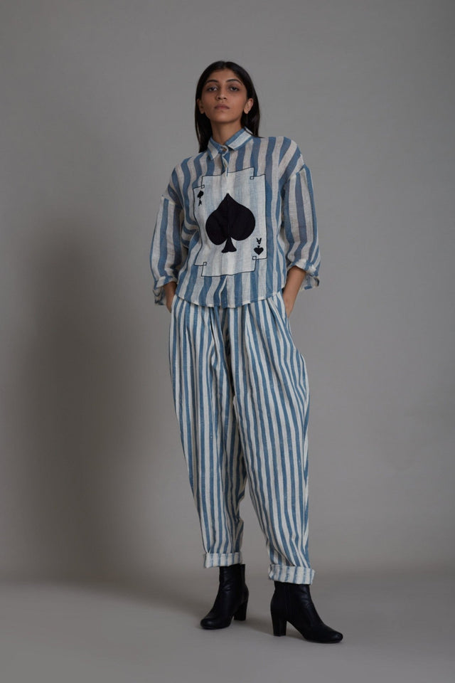 Mati Ikka Linen Shirt-Blue Stripe - Shirt - Mizyana