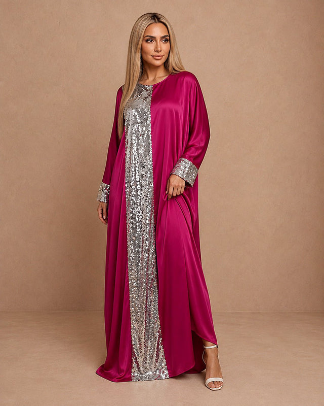 Matte Sequin Satin Crepe Jalabiya - Jalabiya - Mizyana