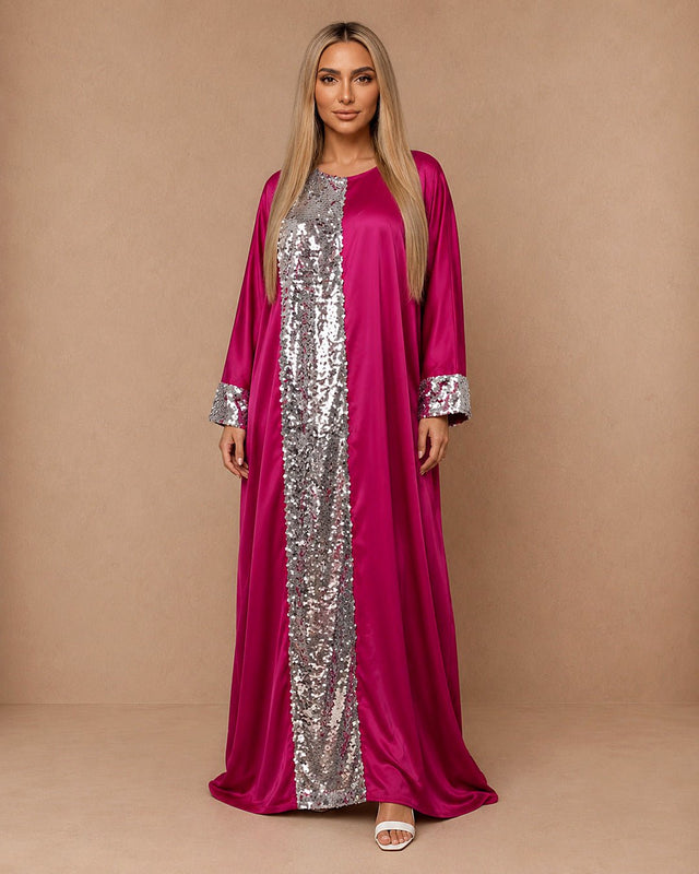 Matte Sequin Satin Crepe Jalabiya - Jalabiya - Mizyana