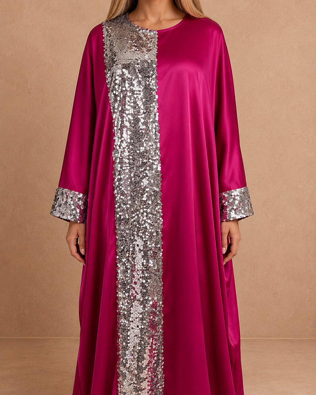 Matte Sequin Satin Crepe Jalabiya - Jalabiya - Mizyana