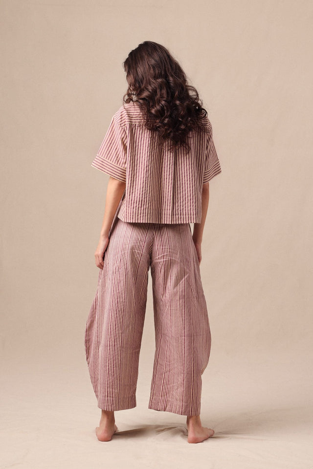 Mauve Striped Barrel Pants - Trousers - Mizyana