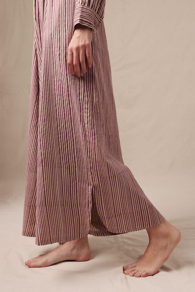 Mauve Striped Shirt Sphara Jumpsuit - Jumpsuit - Mizyana