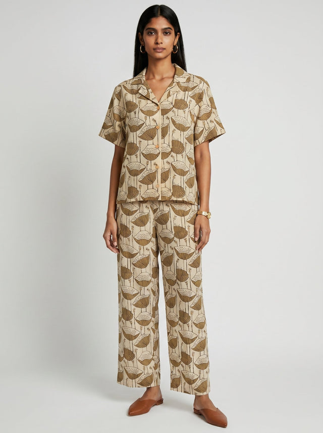 May Beige Cotton Co-ord set - Co-ord Set - Mizyana