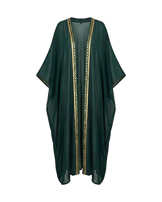 Meridian Satin Embellished Open Abaya - Abaya - Mizyana