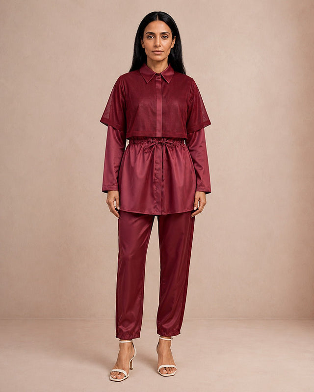 Mesh Detail Modest Swimsuit Set - Swim Set - Mizyana