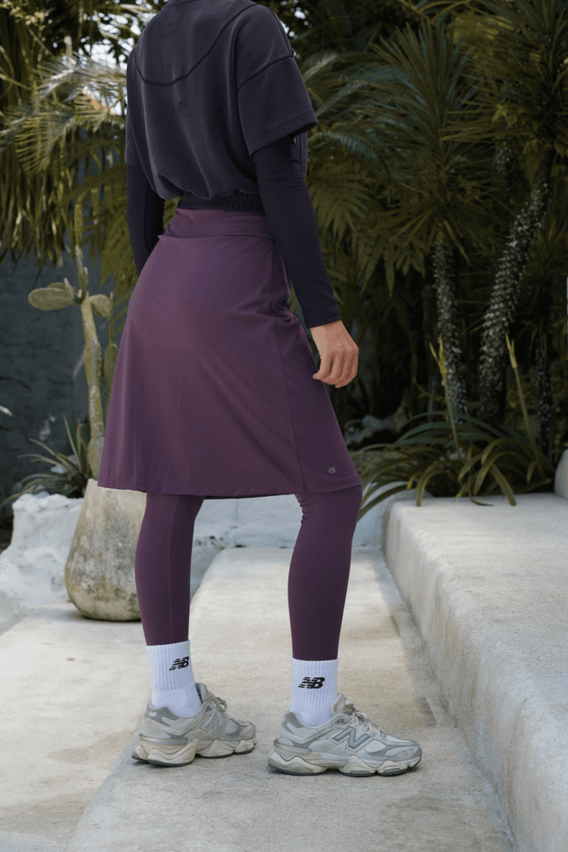 Modest Sport Skirt 18” with Integrated Legging 2.0 - Muted Plum - Leggings - Mizyana