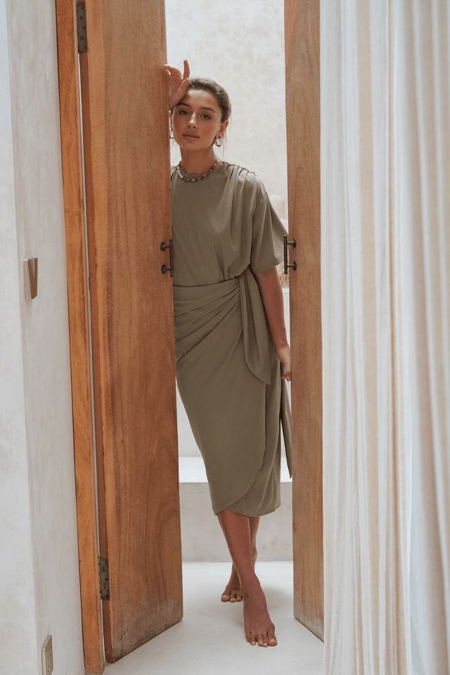 Mona Set with Ana Wrap Skirt - Olive - Swim Set - Mizyana