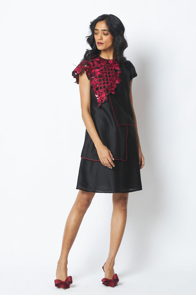 Monica - Shoulder Bib Ladder Dress - Dress - Mizyana