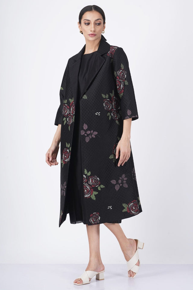 Multicolor rose printed quilted jacket - Jacket - Mizyana