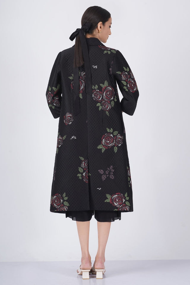 Multicolor rose printed quilted jacket - Jacket - Mizyana
