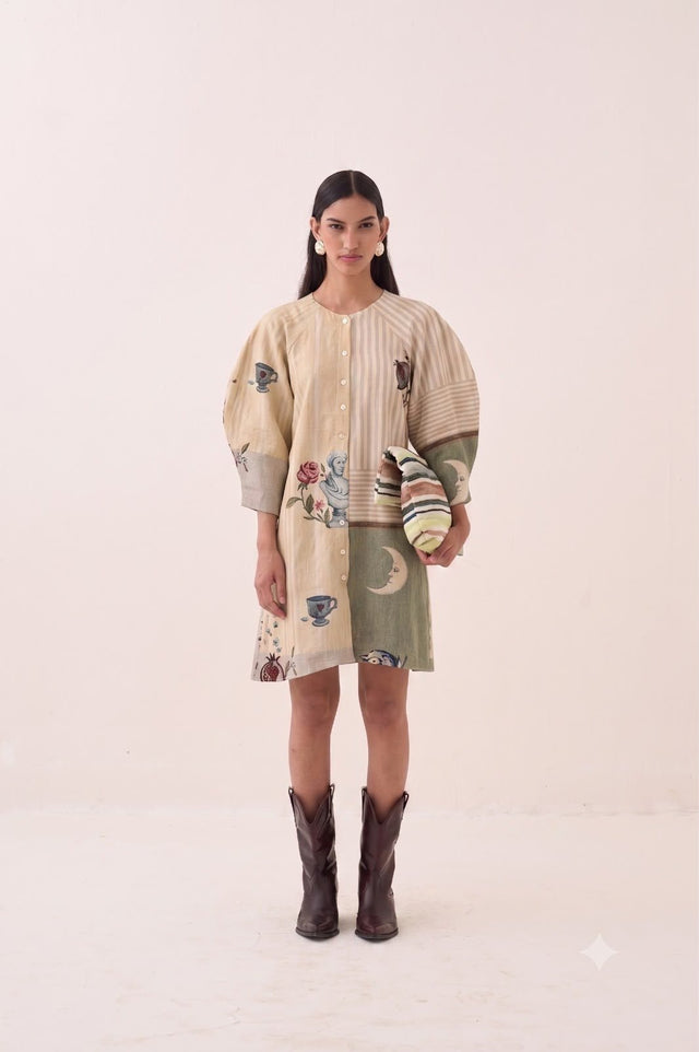 Nakshatra Bubble Sleeve Dress - Dress - Mizyana