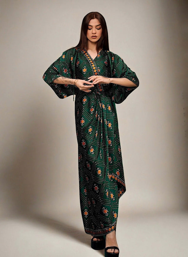 Naqsh pleat (green) - Kaftan - Mizyana