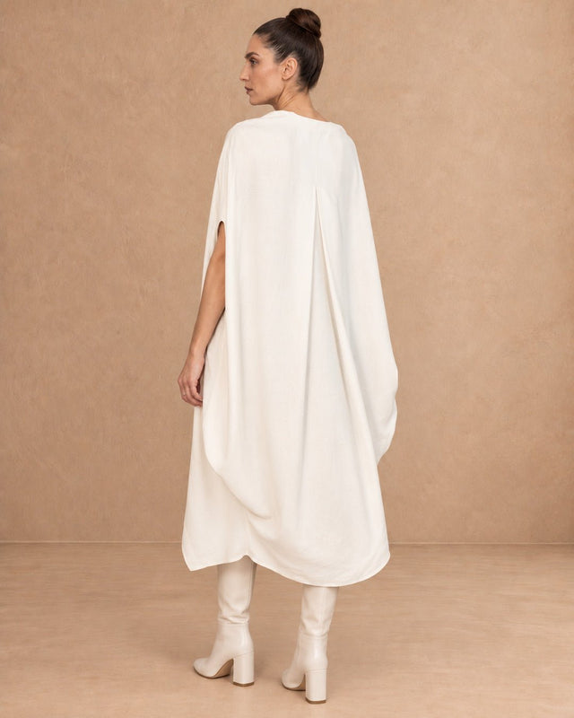 Natel Ivory Wave Panel Linen Vest - Vest - Mizyana