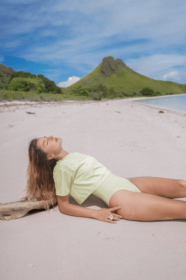 Naya Cropped Top + One-Piece Swimsuit - Honey Dew Shinny / Melon Matte - Swimsuit - Mizyana