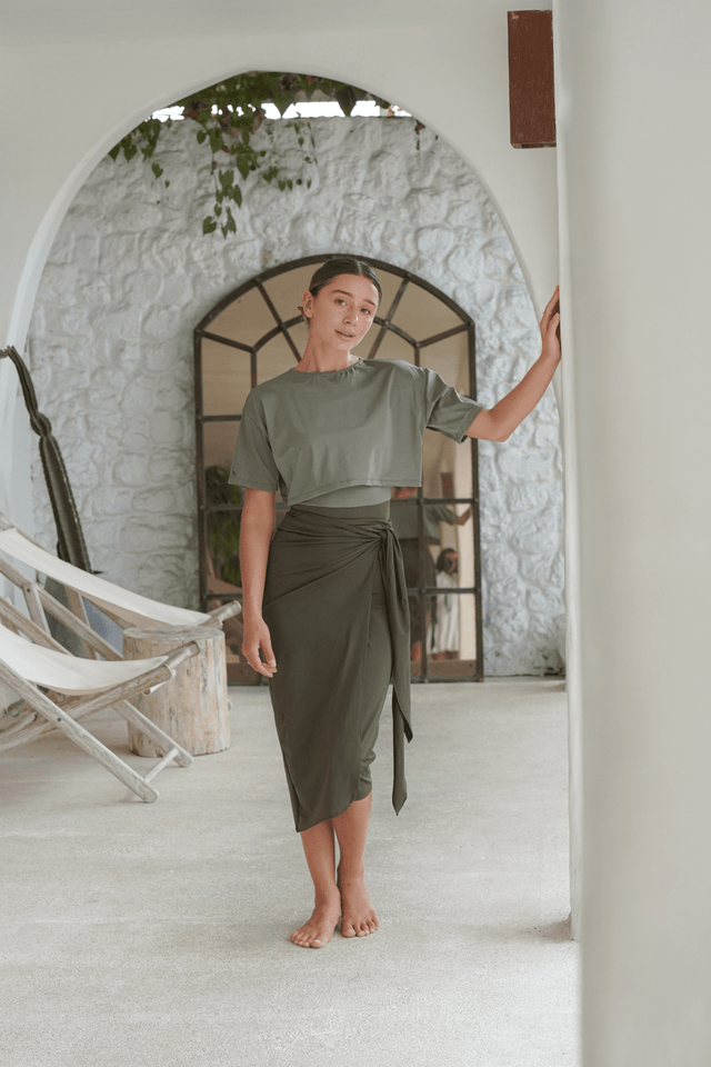 Naya swim set with Elina 2.0 skirt - Khaky / Military Green - Swim Set - Mizyana