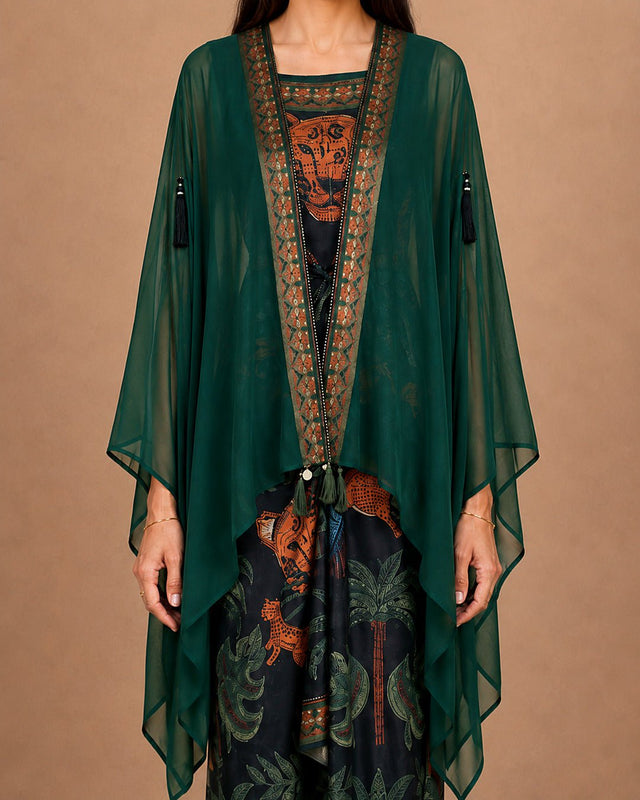 Nimra Cape & Dress Kaftan Set - Two-Piece Set - Mizyana