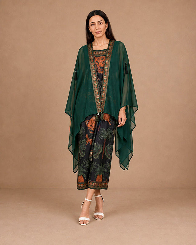 Nimra Cape & Dress Kaftan Set - Two-Piece Set - Mizyana