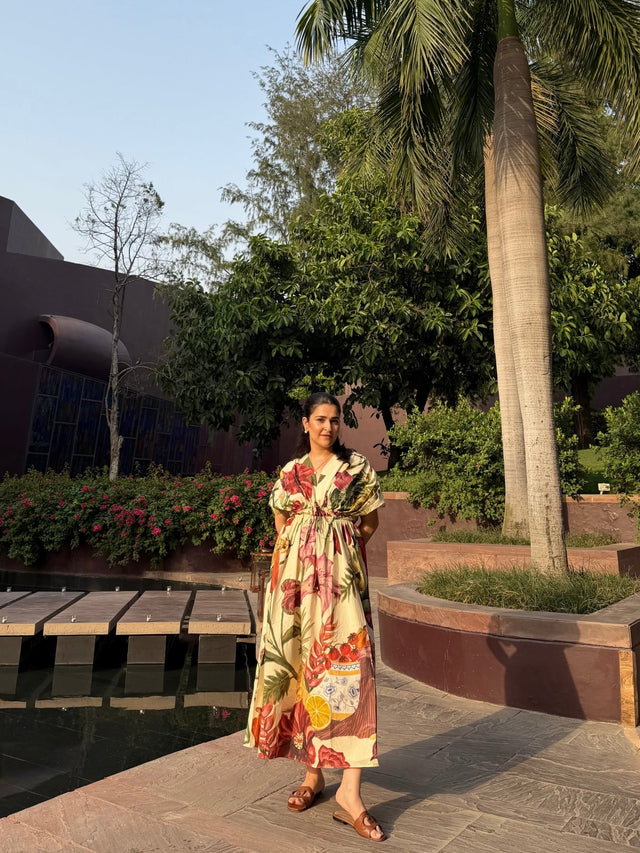 Nirvana Dress in Sol Garden print (Sandstone) - Dress - Mizyana