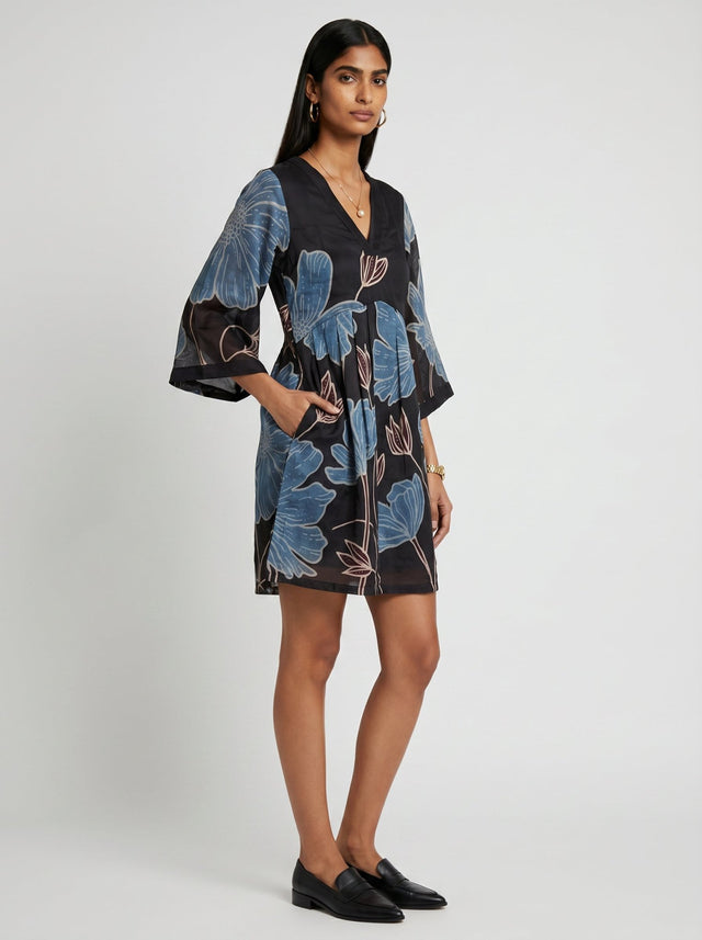 Noa Black Chanderi Dress - Dress - Mizyana