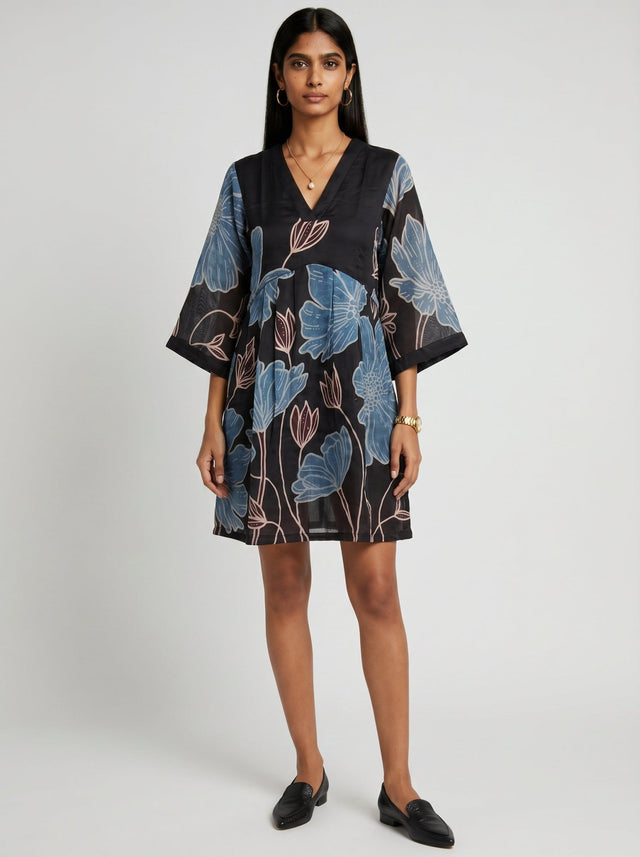 Noa Black Chanderi Dress - Dress - Mizyana