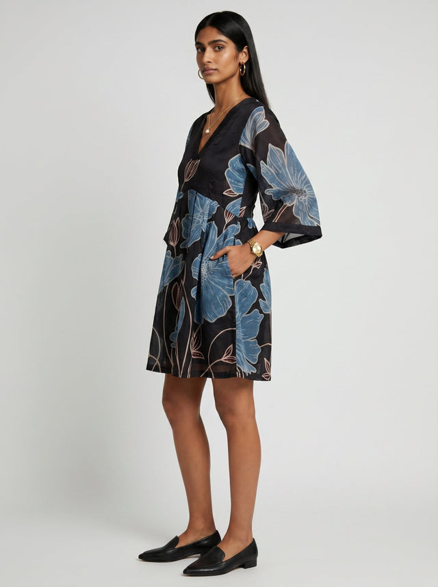 Noa Black Chanderi Dress - Dress - Mizyana