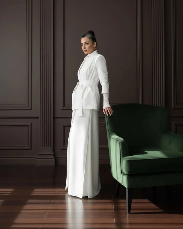 NOKITA WHITE LONG MODERN ABAYA - Abaya - Mizyana
