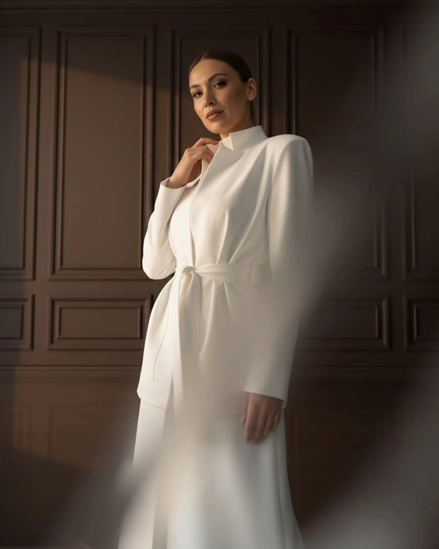 NOKITA WHITE LONG MODERN ABAYA - Abaya - Mizyana