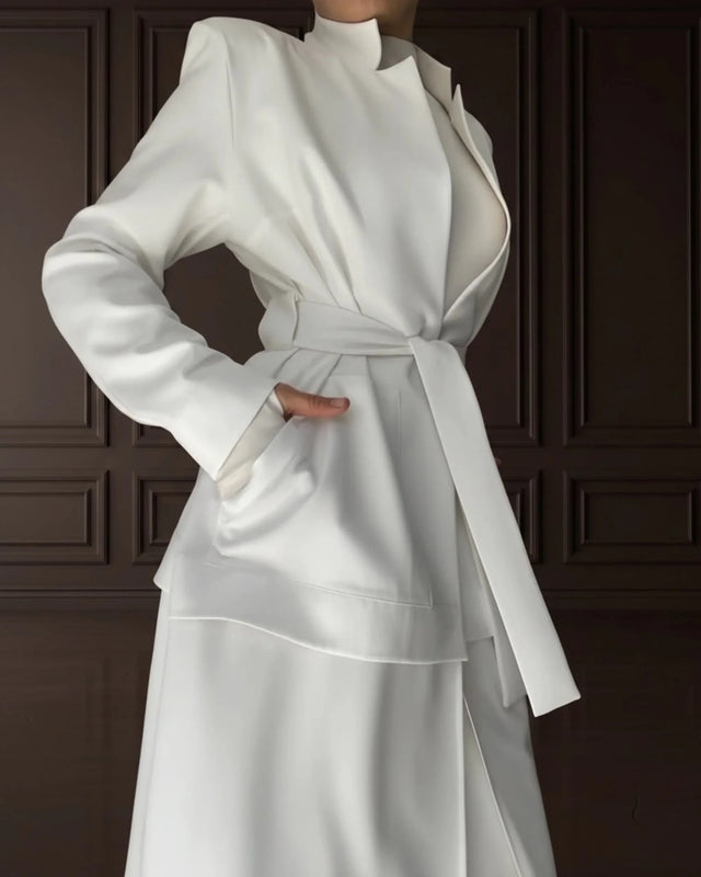 NOKITA WHITE LONG MODERN ABAYA - Abaya - Mizyana