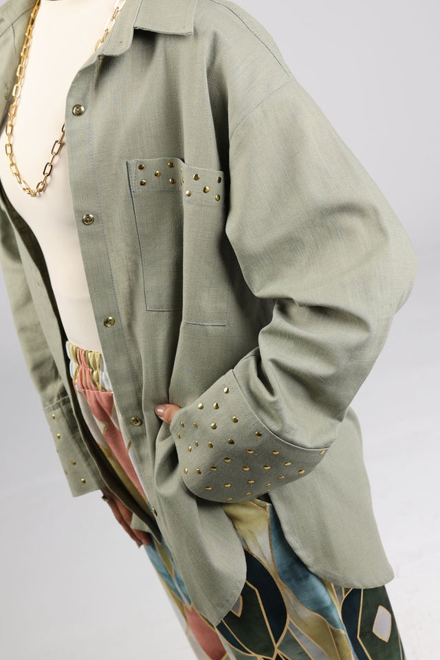 Olive Linen Shirt - Shirt - Mizyana