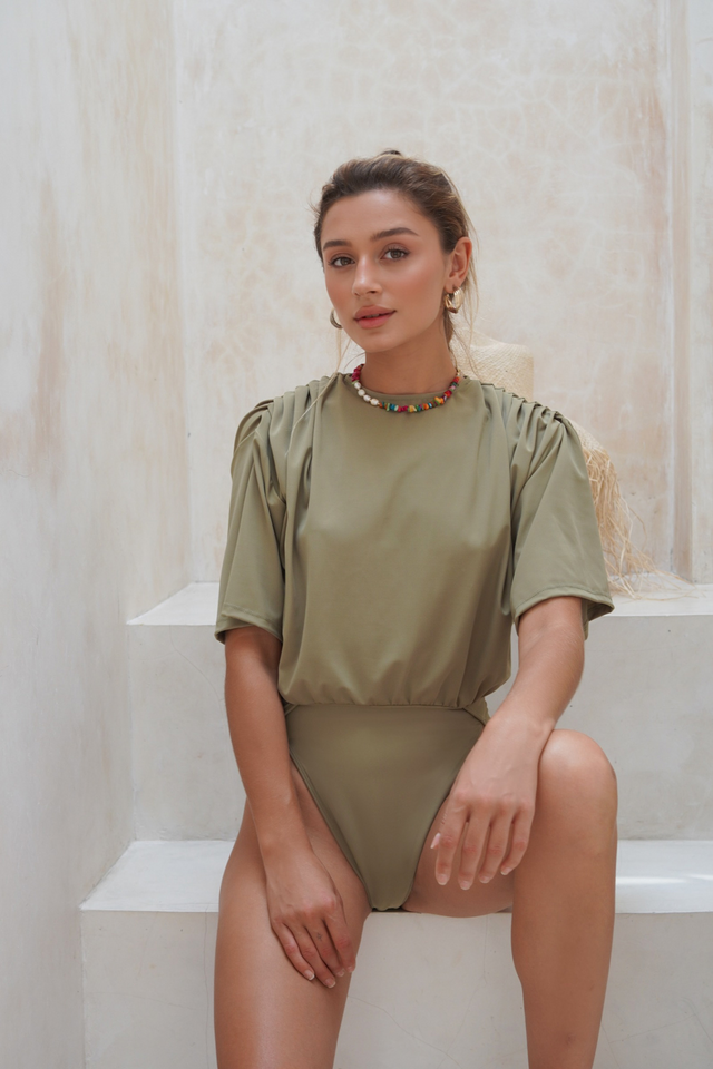 Mona Set with Ana Wrap Skirt - Olive
