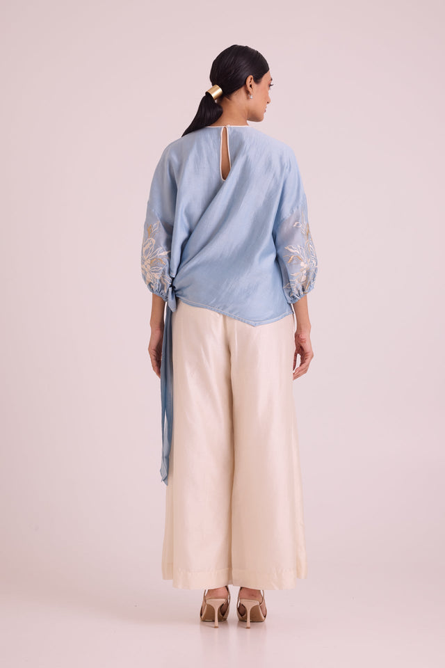 Ooty - Tie-up Top + Pants - Two-Piece Set - Mizyana