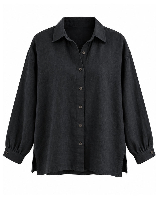 Oversized Handwoven Linen Shirt with Narrow Cuffs - Shirt - Mizyana