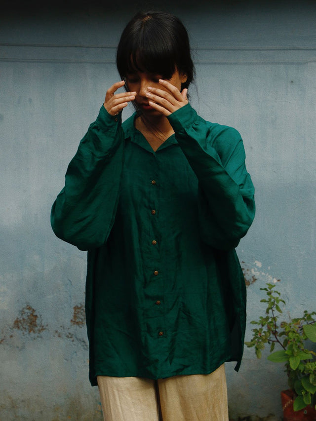 Oversized Silk Shirt - Shirt - Mizyana