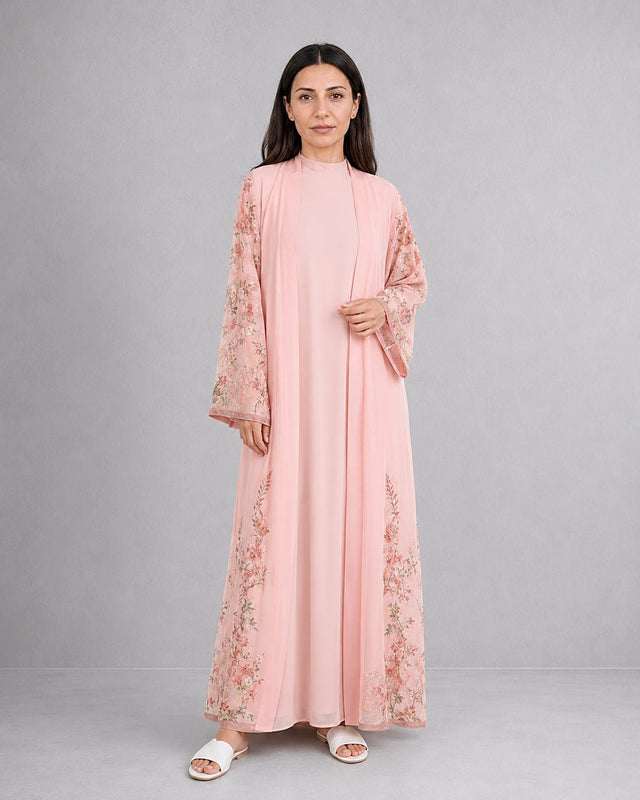 Petal Digital Print Cotton Abaya - Abaya - Mizyana