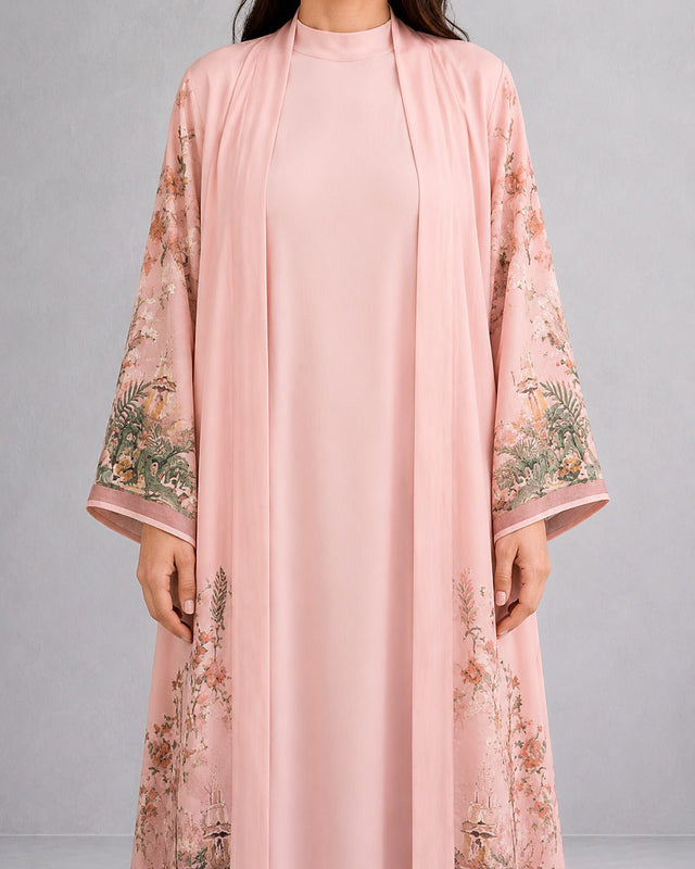 Petal Digital Print Cotton Abaya - Abaya - Mizyana