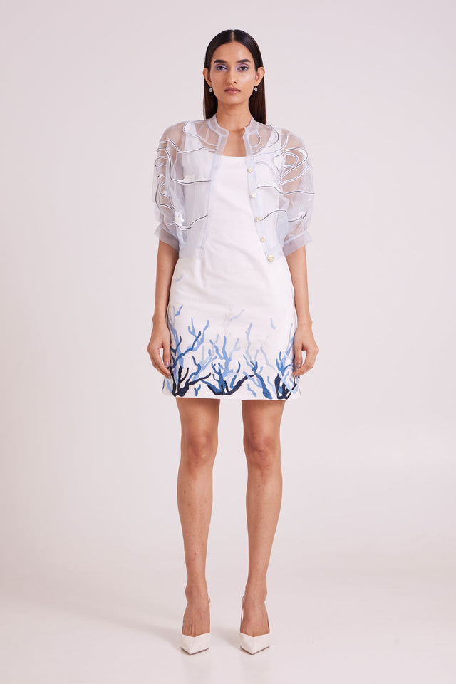 Picabo - Lite Denim Short Dress & Misty Bolero - Two-Piece Set - Mizyana