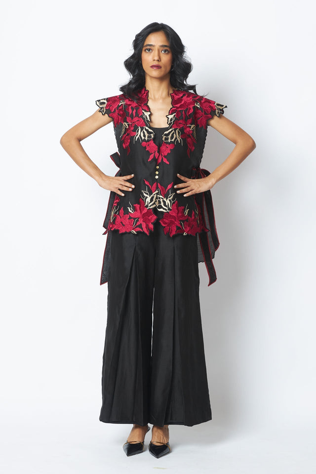 Pilar - Floating Cape with Inner & Pants - Three-Piece Set - Mizyana