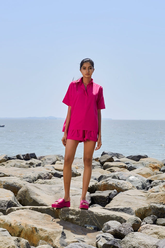 Pink Ekin Shirt Set (Ready to Ship) - Mizyana