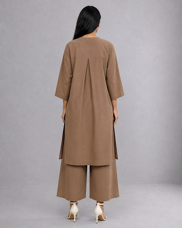 Placket Cotton Tunic Set - Two-Piece Set - Mizyana