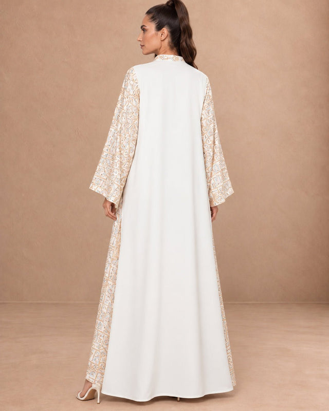 Plain Back Embroidered Linen Jalabiya - Jalabiya - Mizyana