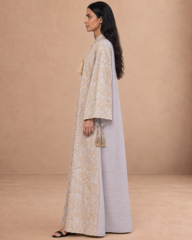 Plain Back Embroidered Linen Jalabiya - Jalabiya - Mizyana