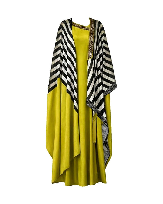 Pleated Dress & Cape Kaftan Set - Kaftan - Mizyana