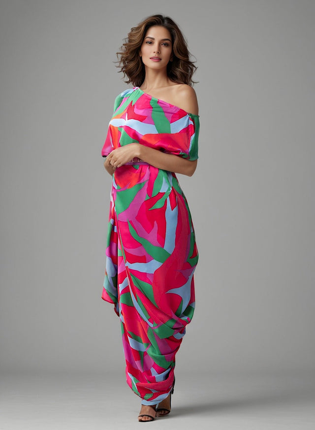 Print drape dress - Dress - Mizyana
