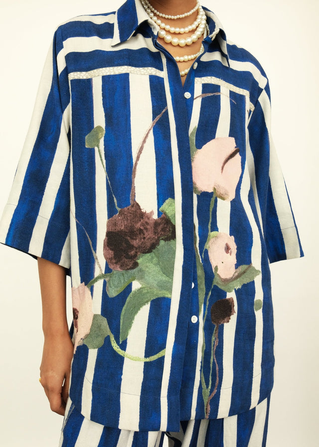 Prussian Stripes Shirt Set - Two-Piece Set - Mizyana