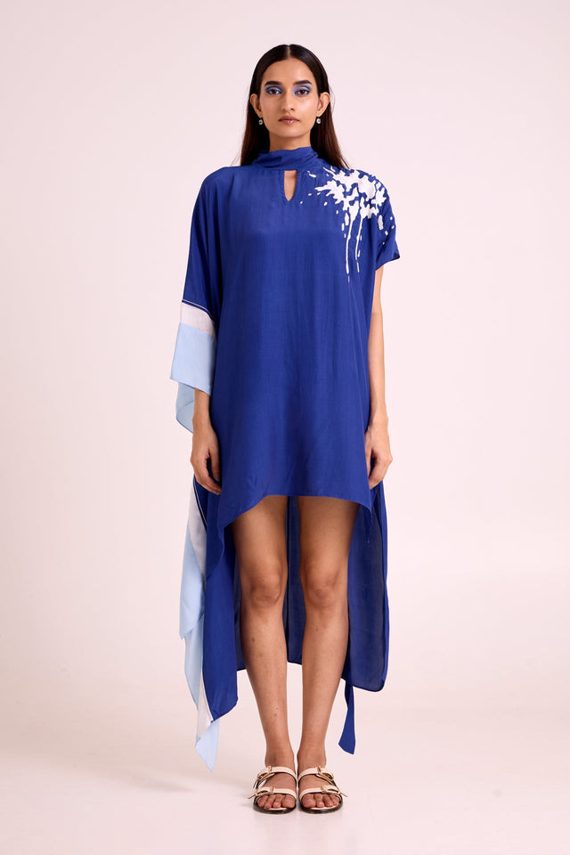 Ray - Electric Blue Neck Scarf Kaftan - Kaftan - Mizyana
