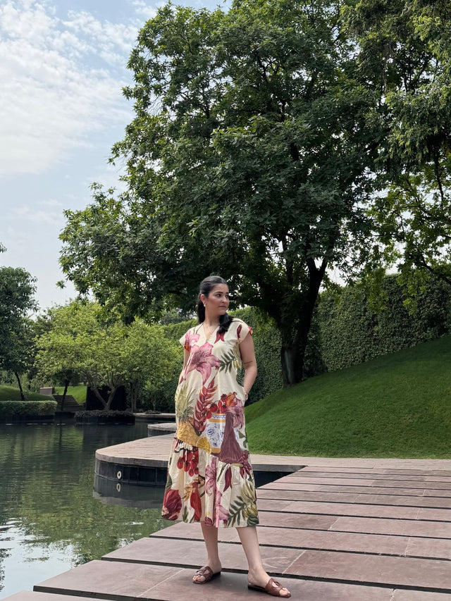 Raya Dress in Sol Garden print (Sandstone) - Dress - Mizyana