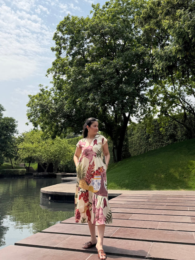 Raya Dress in Sol Garden print (Sandstone) - Dress - Mizyana