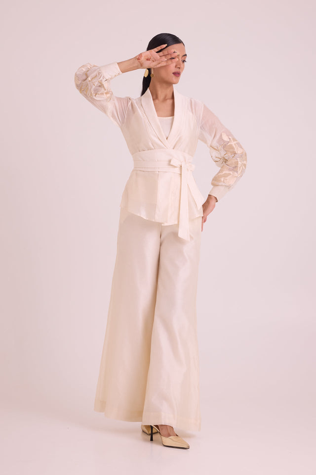 Reva - Blazer Wrap Top & Wide-Leg Pant - Two-Piece Set - Mizyana