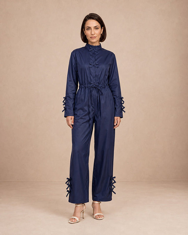 Ribbon Detail Modest Swim Jumpsuit - Swimsuit - Mizyana